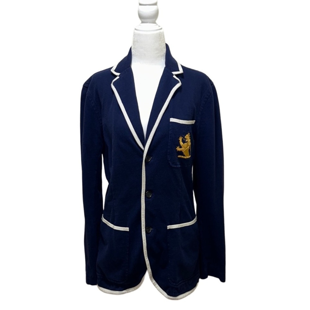 Ralph Lauren Rugby - Cotton Blazer with Lion - SZ S, Navy Blue w/ Gold